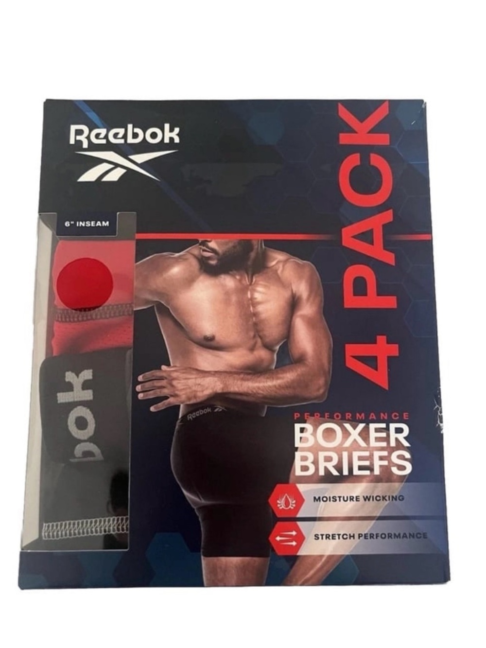 Reebok Men’s Performance Boxer Briefs New in Box Size Small - 4 Pack
